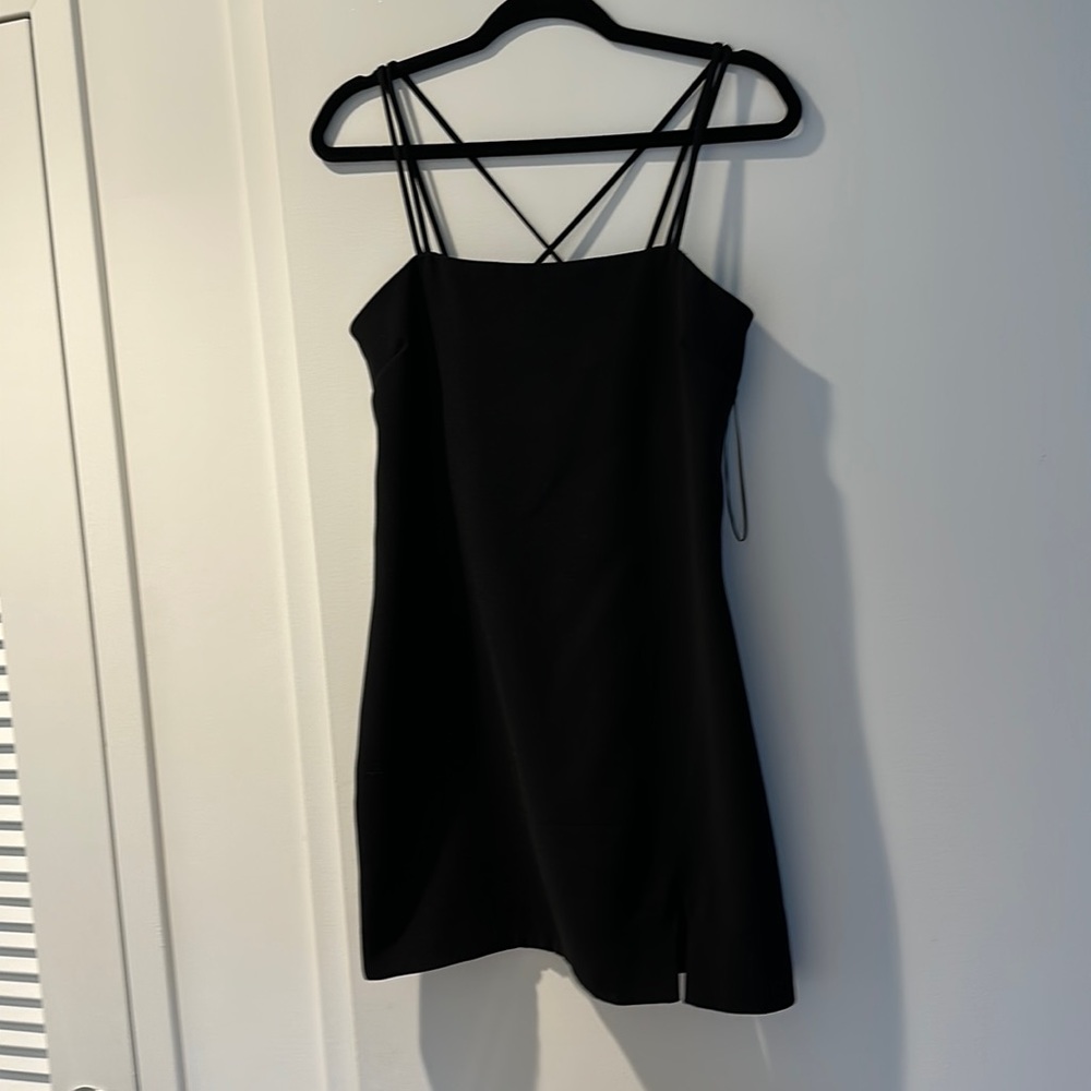 Zara little black cris cross strap dress